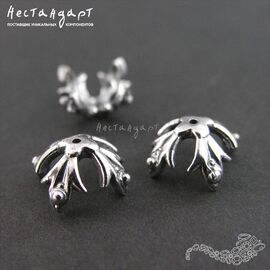 Чашечки для бусин Knightly Lily Silver Plated 12х12 мм