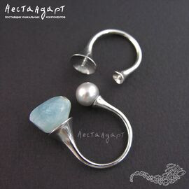 Основа для кольца Teardrop Sterling Silver Rhodium Plated регулируемая