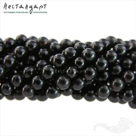 Агат натуральный черный 6-6,5 мм (нить 22 см)