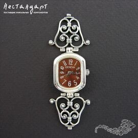 Основа для изготовления часов Geneva CL-8 Chocolate Satin Silver 30x19 мм