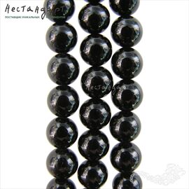 Турмалин натуральный черный гладкий 6,3 мм (нить 20 см)