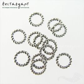 Кольцо соединительное паяное Twisted Round Antique Sterling Silver 8х1,5 мм
