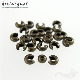 Маскировочные (обжимные) бусины Antique Bronze 4 мм (уп. 10 шт.)