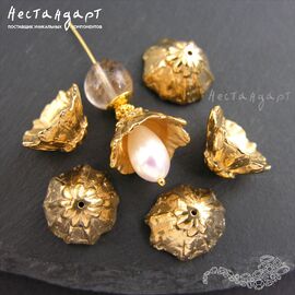 Чашечки для бусин Sweet Pea Flower Gold Plated 15х8 мм