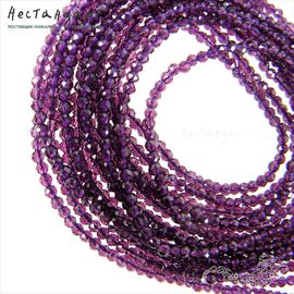 Хрустальная бусина Purple 2 мм (нить 36 см)
