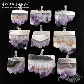Подвеска из спила аметистовой друзы 28-42 мм