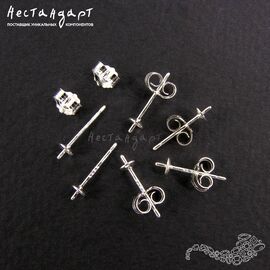 Основы для пусет с заглушками Pusset Silver Plated 13 мм (5 пар)