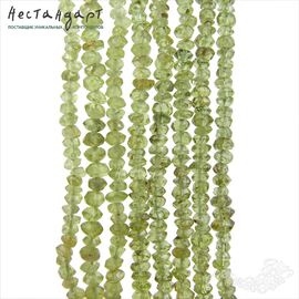 Хризолит натуральный рондель с огранкой 3-4 мм (нить 10 см)