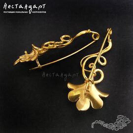 Основа для броши Ginkgo Biloba Vermeil Sterling Silver 40 мм