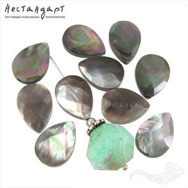 Перламутр натуральный черный с огранкой Drop 14х10 мм (уп. 4 шт.)