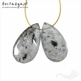 Кварц натуральный с включениями Briolette Tear 14-16 мм (пара)