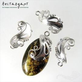 Концевик со штифтом Peacock Sterling Silver Rhodium Plated 18 мм