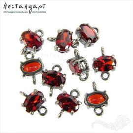 Коннектор со вставкой Mini Hyacinth Fianit Silver Plated 9х6 мм