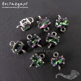 Коннектор со вставкой Mini Mystic Fianit Silver Plated 9х6 мм