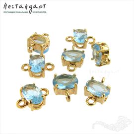Коннектор со вставкой Mini Blue Spinel Crystal Gold Plated 9х6 мм