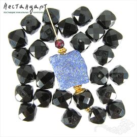 Турмалин Шерл натуральный Cube с огранкой, Размер: 7-7,5 мм