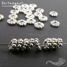 Бусина рондель Bali Daisy Silver 6 мм (уп.20 шт.)