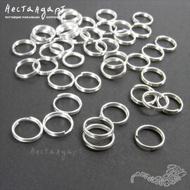 Кольцо двойной крутки Double Rings Silver Tone 7 мм (уп. 20 шт.)