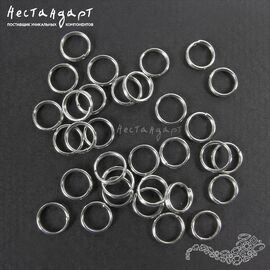 Кольцо двойной крутки Double Rings Rhodium Tone 6 мм (уп.20 шт.)