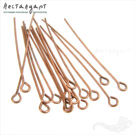 Пин с петлей Antique Copper 40х0,7 мм (уп. 30 шт.)