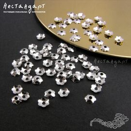 Чашечки для бусин Rhodium Blossom 4 мм (уп. 40 шт.)