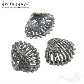 Чашечки для бусин Lace Shell Silver Plated 15 мм