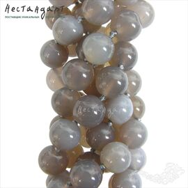 Халцедон натуральный Gray Mist 10 мм (уп. 10 шт.)