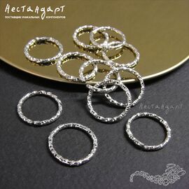 Кольцо текстурированное разъемное Steel Rhodium Tone (10 шт.), Размер: 12 мм