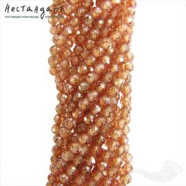 Фианит с огранкой Golden Topaz, Размер: 3 мм, Длина: нить 37 см