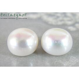 Жемчуг натуральный полусверленный Iridescent White 10-11 мм (пара)
