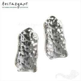 Подвеска Knocked Rectangle Silver Plated 30х14 мм