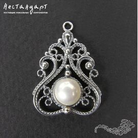 Коннектор Filigree Love Silver Plated 27х18 мм