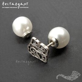 Стопперы-заглушки для пусет Rhodium Pearl 8 мм (пара)