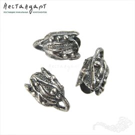 Концевик с петлей Shibori Silver Plated 12х8 мм