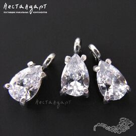 Подвеска со вставкой Crystal Fianit Unique Silver Plated 9х4 мм