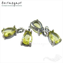 Подвеска со вставкой Lime Crystal Unique Silver Plated 9х4 мм