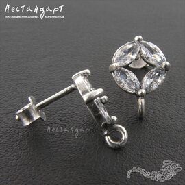 Основы для пусет Diamond Rhodium Plated 9х12 мм (пара)