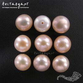 Жемчуг натуральный полусверленный Apricot Iridescent 10-10,5 мм (пара)