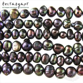 Жемчуг натуральный Cocoa Peacock 6-8 мм (нить 40 см)