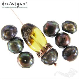 Жемчуг натуральный в ограненной смоле Cocoa 9-10 мм (уп. 10 шт.)