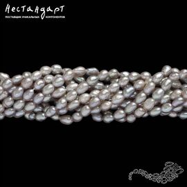 Жемчуг натуральный Steel Rice 4,5-5 мм (нить 18 см)