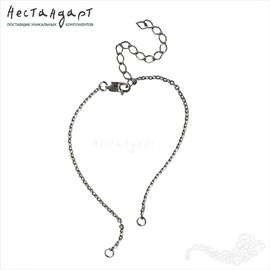 Цепочка якорная с замком и удлинителем Sterling Silver Rhodium plated 14,5 см