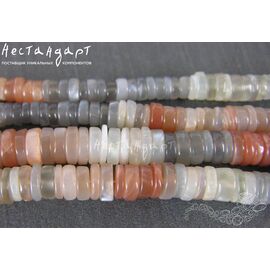 Адуляр натуральный микс рондель 6х2 мм (уп. 10 шт.)