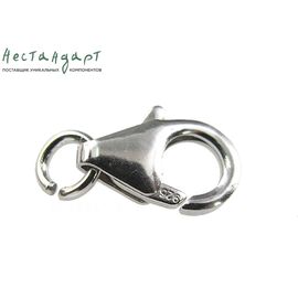 Замок-карабин с кольцом Sterling Silver Rhodium Plated 10 мм