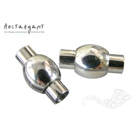 Замок магнитный круглый цвет серебро 16х9 мм