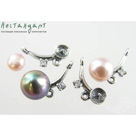Коннектор со штифтом Comma Fianit Silver Plated 17х8 мм (пара)