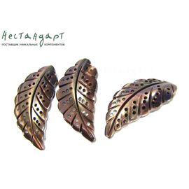Перламутр натуральный резной Leaf Choco 31х15 мм
