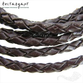 Шнур натуральная кожа плетеный коричневый 5 мм (уп. 40 см.)