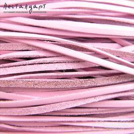 Шнур натуральная кожа плоский розовый 3х1,5 мм