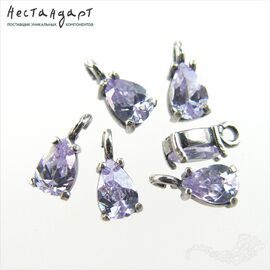 Подвеска со вставкой Lavender Fianit Unique Silver Plated 9х4 мм